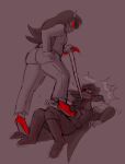  alien big_butt blush butt clothed clothing dominant dominant_female duo female footwear hi_res high_heels homestuck humanoid karkat_vantas male male/female ms_paint_adventures not_furry pinned_to_floor sharp_teeth sillysillay smug_face stepped_on submissive submissive_male surprised_expression teeth terezi_pyrope thick_thighs troll_(homestuck) webcomic 