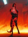  anthro broken burned damaged fire fleisher(roifantome) hi_res laboratory machine male robot science science_fiction scientist solo synth_(vader-san) synthetic synthpara tail 