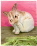  absurdres amima_amita animal animal_focus black_eyes chinese_zodiac highres no_humans original painting_(medium) pastel_(medium) pointy_ears rabbit traditional_media 