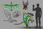  2018 alien ambiguous_gender anthro biped bone clothing colored darth_biomech flying furgonomics green_body hi_res human jewelry ktak mammal open_mouth purple_eyes silhouette size_difference skull spread_wings tail tail_clothing wings 