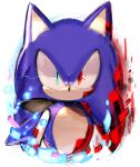  1boy animal_nose blue_eyes furry furry_male heterochromia highres looking_at_viewer male_focus red_eyes serious sideways_mouth simple_background solo sonic_(series) sonic_frontiers sonic_the_hedgehog upper_body usa37107692 white_background 