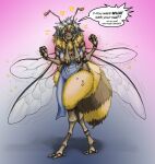  &lt;3 antennae_(anatomy) anthro apron arthropod bee black_hair black_sclera bodily_fluids breasts cleavage clothed clothing comictf english_text eyewear felicia_banks female food glasses hair heart_reaction holding_face honey_(food) hymenopteran i_mean_breast_milk insect lactating lactating_honey lactating_through_clothing looking_at_viewer membrane_(anatomy) membranous_wings meme mice_tea multi_arm multi_limb solo speech_bubble stinger text wet wet_clothing wings yellow_eyes 