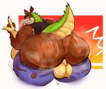  activision anthro balls belly big_butt bodily_fluids bottomless bubble_butt butt clothed clothing crash_bandicoot_(series) dingodile genitals gesture hi_res leprosick male middle_finger scalie sharp_teeth solo sweat teeth thick_thighs wet wide_hips 