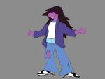  absurd_res armedantagonist bottomwear clothing deltarune female hair hi_res humanoid messy_hair pants reptile scalie shadowed_eyes susie_(deltarune) torn_bottomwear torn_clothing torn_pants undertale_(series) 