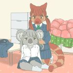  1:1 anthro clothed clothing duo ekaki510 female footwear koala macropod mammal marsupial school_uniform socks tree-kangaroo uniform vombatiform 