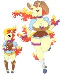  &lt;3 anthro clothing collar cowboy_hat cowboy_outfit duo female fire generation_1_pokemon gloves handwear hat headgear headwear hi_res horn legwear nintendo pokeball pokemon pokemon_(species) ponyta rapidash red_eyes simple_background star tail tunic urusee584 white_background yellow_body 