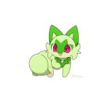  1:1 2023 2d_animation 3_toes ambiguous_gender animated black_pupils chasing_own_tail cute_fangs daww digital_media_(artwork) facial_markings facial_tuft feet felid feral frame_by_frame fur generation_9_pokemon green_body green_fur green_markings head_markings loop mammal markings mask_(marking) monotone_body monotone_fur neck_tuft nintendo nude open_mouth open_smile pawpads paws pink_pawpads pokemon pokemon_(species) pupils quadruped red_eyes short_playtime signature simple_background smile solo sprigatito tail toes tontaro tuft white_background 