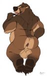  absurd_res anthro anus balls bear big_balls brown_bear butt chubby_anthro chubby_belly chubby_male finger_to_mouth genitals grizzly_bear hair hi_res kneeling kuruk_(character) looking_at_viewer looking_back looking_back_at_viewer male mammal mane mane_hair pawpads paws raivenderouthelion_(artist) rear_view slightly_chubby solo third-party_edit ursine 