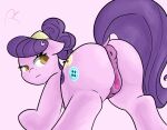  anatomically_correct anatomically_correct_genitalia anatomically_correct_pussy animal_genitalia animal_pussy anus bodily_fluids brown_eyes butt clitoris cutie_mark dock earth_pony equid equine equine_anus equine_genitalia equine_pussy eyelashes female feral friendship_is_magic genital_fluids genitals hair hasbro horse looking_back mammal mane my_little_pony pink_body pony puffy_anus purple_hair purple_mane purple_tail pussy pussy_juice reinbou solo suri_polomare_(mlp) sweat sweatdrop tail tail_aside 