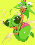  areola big_breasts blaster_master blush blush_stickers bodily_fluids breasts clothing elemental_creature elemental_humanoid eyes_closed eyewear eyewear_on_head female flora_fauna flower for_a_head goatboydraws goggles goggles_on_head green_areola green_body green_nipples hi_res huge_breasts humanoid kanna_(blaster_master) lactating milk nipples not_furry object_head open_mouth panties plant plant_humanoid shirt solo thick_thighs topwear underwear 