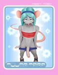  anthro biped clothed clothing english_text genitals half-erect hi_res looking_at_viewer male mammal mouse murid murine navel open_mouth penis red_eyes rodent simple_background text twang 