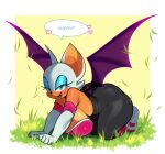  &iquest;quieres? &lt;3 2023 all_fours anthro bat bat_wings big_breasts big_butt blue_eyes breasts butt clothed clothing dialogue eyeshadow female fiinel grass hi_res huge_breasts huge_butt looking_at_viewer makeup mammal membrane_(anatomy) membranous_wings meme open_mouth open_smile plant rouge_the_bat sega smile smiling_at_viewer solo sonic_the_hedgehog_(series) spanish_text talking_to_viewer text wings 