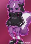  aggressive_retsuko bottomless clothed clothing doathejackalope genitals hi_res invalid_tag mammal mephitid pussy sanrio shikabane shirt_life skunk 