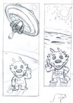  albert_lupine anthro ayato black_and_white canid canine canis crater gesture hi_res male mammal monochrome moon open_mouth outside shadow sketch smile solo spacecraft spacesuit sun v_sign vehicle wolf 
