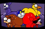 animated animatronic anthro anus ass_clapping avian barely_visible_anus bear between_butts big_butt bird bonnie_(fnaf) bouncing_butt breasts butt butts_everywhere canid canine chica_(fnaf) chicken female five_nights_at_freddy&#039;s fox foxy_(fnaf) freddy_(fnaf) galliform gallus_(genus) group huge_butt lagomorph leporid machine male mammal mike_schmidt phasianid rabbit robot sandwiched scottgames short_playtime superiorfox twerking 