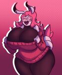  absurd_res abyss_moth antennae_(anatomy) anthro arthropod big_breasts black_body breasts cleavage clothed clothing crustacean ebi_(abyss_moth) eyewear female glasses hair hi_res huge_breasts huge_thighs hyper hyper_breasts hyper_thighs marine multicolored_body one_eye_closed open_mouth pink_body pink_hair shirt shrimp smile solo standing tail thick_thighs topwear wide_hips 