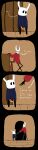  ambiguous_gender anthro arthropod black_body bodily_fluids clothed clothing comic dialogue diaper diaper_fetish digital_media_(artwork) duo english_text female genital_fluids hand_holding hi_res hollow_knight hornet_(hollow_knight) insect long_image size_difference soiledvessels tall_image team_cherry text the_knight_(hollow_knight) urine vessel_(species) wearing_diaper wet_diaper wetting 