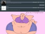  2018 4:3 5_fingers anthro ask_blog batspid2 belly big_belly big_breasts bottomwear breasts clothing crop_top cutoffs denim denim_clothing dialogue digital_drawing_(artwork) digital_media_(artwork) english_text exclamation eyebrows eyelashes eyes_closed female fingers flabby_arms flat_colors frill_(anatomy) happy head_crest head_frill huge_thighs juna_(batspid2) lizard membrane_(anatomy) membranous_frill morbidly_obese morbidly_obese_anthro morbidly_obese_female motion_lines navel obese obese_anthro obese_female overweight overweight_anthro overweight_female pink_background pink_body pink_skin reptile scalie shirt shorts simple_background smile solo spread_arms tail tail_motion tailwag text thick_thighs topwear wide_hips 