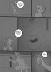  5_fingers anthro breasts butt comic dialogue digital_media_(artwork) english_text felid female fingers freckles_(artist) greyscale holding_object lion mammal monochrome nude pantherine potion solo tail text thought_bubble 