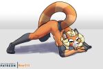  ailurid athletic athletic_female bear213 butt female hi_res jack-o&#039;_pose looking_at_viewer mammal morgan_laranda muscular nude pose red_panda simple_background solo tail white_background yoga 