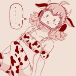  ... 1girl :o ahoge animal_ears animal_print arm_support armband bikini blunt_ends blush breasts collarbone commentary_request cow_ears cow_horns cow_print fake_animal_ears fake_horns frilled_bikini frills growth170 horns looking_at_viewer love_live! love_live!_nijigasaki_high_school_idol_club lowres mask medium_hair monochrome rina-chan_board sidelocks sitting small_breasts solo spoken_ellipsis swimsuit tennouji_rina thighhighs 