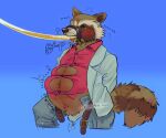  alcohol anthro arms_tied beer belly belt beverage big_belly blush bodily_fluids bodily_noises body_hair bottomwear bound breath brown_body brown_fur button_(fastener) canid chocopaws2 clothed clothing creaking dialogue different_sound_effects digital_media_(artwork) dress_shirt dripping english_text erection erection_under_clothing extended_sound_effect force_feeding forced fur genital_fluids groaning guardians_of_the_galaxy happy_trail hi_res hyper hyper_belly inflation male mammal marvel navel onomatopoeia pants precum precum_drip procyonid raccoon rocket_raccoon rumbling_stomach shirt simple_background solo sound_effect_variant sound_effects straining_buttons tail tenting text tied_muzzle topwear unbuttoned_pants underwear undone_belt vowelless 