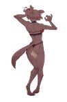  accessory anthro beastars bikini butt canid canine canis clothing female flower hair_accessory juno_(beastars) looking_away mammal plant ruffu simple_background solo standing swimwear white_background wolf 