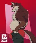  anthro belly bulge canid canine canis chubby_male male mammal meme mr.brapion musclegut nipples solo tight_pants_(meme) wolf 