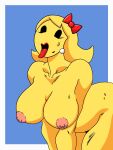  bodily_fluids breasts female hi_res kato777 ms._pac-man nipples nude pac-man_(series) solo sweat tongue tongue_out 