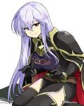  1girl alternate_costume breasts corruption dark_persona fire_emblem fire_emblem:_genealogy_of_the_holy_war julia_(fire_emblem) long_hair looking_at_viewer purple_hair red_eyes smile solo white_background yukia_(firstaid0) 