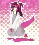  anthro canid canine canis clothed clothing digital_media_(artwork) domestic_dog fem fur girly hair hi_res looking_at_viewer male mammal open_mouth pallid-panda simple_background solo tail 