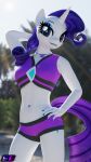  3d_(artwork) absurd_res anthro bikini clothing cutie_mark digital_media_(artwork) equid equine female friendship_is_magic hand_behind_head hand_on_hip hasbro hi_res horn jewelry looking_at_viewer mammal my_little_pony necklace rarity_(mlp) shadowboltsfm solo swimwear unicorn 