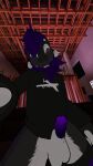  absurd_res anthro balls clothed clothing erection fluffy genitals hi_res horn jp03 male nude partially_clothed penis poking_out simple_background solo vrchat wickerbeast 