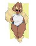  2023 alpha_channel anthro barefoot big_breasts biped black_sclera bottomwear breasts brown_body brown_fur clothed clothed_anthro clothed_female clothing colored curvy_figure digital_drawing_(artwork) digital_media_(artwork) eyebrows eyelashes feet female floppy_ears fluffy_ears front_view full-length_portrait fur generation_4_pokemon gym_bottomwear gym_clothing gym_shorts hair hi_res hourglass_figure lagomorph leg_markings long_ears looking_at_viewer lop_ears lopunny mammal markings nintendo plantedpot pokemon pokemon_(species) pokemorph portrait purple_eyes ruby_(plantedpot) shorts simple_background smile socks_(marking) solo sportswear standing thick_eyebrows thick_thighs topwear transparent_background wide_hips 