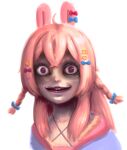  animal_ears bags_under_eyes beepscursed blue_bow bow braid crazy_eyes frilled_tankini grin hair_ornament hood hoodie long_hair looking_at_viewer low_twin_braids open_mouth phase_connect pink_hair pipkin_pippa pipkin_pippa_(1st_costume) purple_eyes rabbit_ears rabbit_girl red_bow sidelocks smile twin_braids virtual_youtuber white_background wide-eyed 