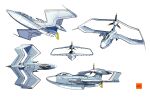  absurdres aircraft airplane asterozoa canopy_(aircraft) english_commentary from_above highres multiple_views no_humans original propeller seaplane straight-on vehicle_focus white_background 