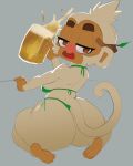  2023 absurd_res alcohol anthro beer beverage big_butt bikini bloons_tower_defense blush breasts brown_eyes butt cheek_tuft clothing colored_sketch druid_monkey_(bloons) drunk eyebrows eyelashes facial_tuft feet female fur gloves_(marking) green_bikini green_clothing green_swimwear grey_background half-closed_eyes haplorhine head_tuft hi_res kneeling leaf leg_markings mammal markings monkey mug narrowed_eyes ninja_kiwi open_mouth primate round_ears simple_background sketch socks_(marking) soles solo substance_intoxication swimwear tail tan_body the_heking_(artist) thick_eyebrows tuft white_body white_fur 