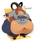  anthro belly big_belly big_butt boot_(artist) bovid breasts butt caprine clothed clothing digital_media_(artwork) goat hi_res huge_butt male mammal montana_(boot) moobs navel obese overweight overweight_anthro overweight_male simple_background solo thick_thighs tight_clothing weight_gain wide_hips 