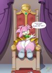  absurd_res amy_rose anthro big_breasts big_butt bottomwear breasts butt butt_slap chair classic_amy_rose classic_sonic_(universe) clothing female furniture hi_res mobian_hedgehog panties roga141 rosy_the_rascal_(archie) sega skirt slap solo sonic_the_hedgehog_(series) throne underwear wide_hips 