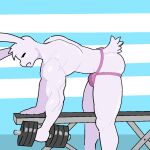  animated anthro arctic_hare bulge bulletfang clothed clothing exercise hare jockstrap jockstrap_only lagomorph leporid male mammal muscular solo topless underwear underwear_only weightlifting weights workout 
