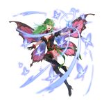  1girl antennae blush breasts butterfly_wings cleavage cleavage_cutout clothing_cutout dress fairy fairy_wings fake_wings fire_emblem fire_emblem_awakening fire_emblem_heroes flower full_body gloves green_eyes green_hair hair_ornament hair_ribbon high_heels insect_wings large_breasts leaf leaf_on_head long_hair multicolored_clothes multicolored_dress official_alternate_costume pointy_ears ponytail ribbon rose simple_background solo thighhighs tiara tiki_(adult)_(fire_emblem) tiki_(adult)_(resplendent)_(fire_emblem) tiki_(fire_emblem) wings 