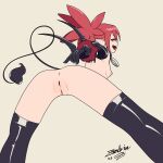  1:1 2023 anus areola breasts butt butt_focus clothing demon demon_humanoid disgaea etna_(disgaea) exposed_breasts fangs female genitals hair hi_res humanoid humanoid_pointy_ears looking_at_viewer looking_back looking_back_at_viewer mostly_nude nipples not_furry open_mouth pussy rear_view red_eyes red_hair signature simple_background small_breasts smile solo spade_tail tail teeth text zedrin 