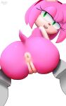  aerosin amy_rose anthro anus butt female genitals green_eyes hi_res looking_at_viewer open_mouth pink_body pussy raised_tail sega simple_background solo sonic_the_hedgehog_(series) spread_legs spreading tail white_background 
