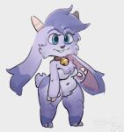  aged_up anonymous_artist billie_(billie_bust_up) billie_bust_up blue_eyes bovid caprine collar crotch_tuft female fur goat horn long_ears mammal purple_body purple_fur short_stack simple_background solo tuft white_background 