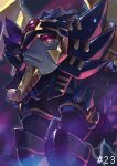  absurdres ancientsphinxmon armor cwdw digimon digimon_(creature) helmet highres looking_to_the_side no_humans numbered red_eyes solo watermark 
