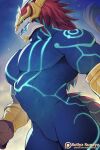 abs anthro asian_mythology aurelion_sol_(lol) biceps bioluminescence blue_body digital_media_(artwork) dragon east_asian_mythology eastern_dragon featureless_crotch glowing hair league_of_legends looking_at_viewer male muscular muscular_male muscular_thighs mythology nude patreon patreon_logo patreon_username pecs pose riot_games scalie serratus sollyz solo star tail text triceps url 