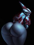  2018 alien armor bent_over big_butt bottomless butt butt_focus clothed clothing da_polar_inc female genitals halo_(series) headgear helmet hi_res humanoid leaning leaning_forward looking_at_viewer looking_back microsoft not_furry presenting presenting_hindquarters pussy rear_view sangheili simple_background solo thick_thighs wide_hips xbox_game_studios 