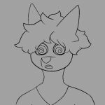  1:1 2023 anthro bottomless bust_portrait canid canine canis clothed clothing digital_media_(artwork) domestic_dog fur hair hypnosis line_art male mammal messy_hair mind_control open_mouth portrait rejines shirt shirt_only simple_background simple_eyes solo toony topwear topwear_only 