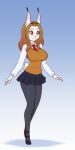  absurd_res accessory anthro big_breasts breasts clothing felid feline female footwear hair_accessory hairband hi_res high_heels huge_breasts legwear lynx mammal necktie pantyhose school_uniform scorpdk solo uniform 