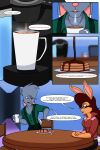  appliance beverage chance_the_rabbit coffee coffee_maker coffee_mug comic divine_acid ears_tied_back eyewear female food glasses hi_res kitchen_appliance lagomorph leporid lordmarukio male mammal pancake rabbit series steam text 